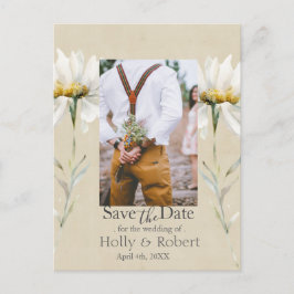 Wilde Weide Madeliefjes Kraft Save the Date Foto  Briefkaart