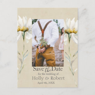Wilde Weide Madeliefjes Kraft Save the Date Foto Briefkaart