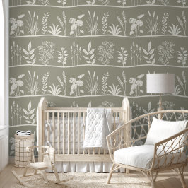 Wilde Weide Minimalistische Botanische Silhouet Sa Behang