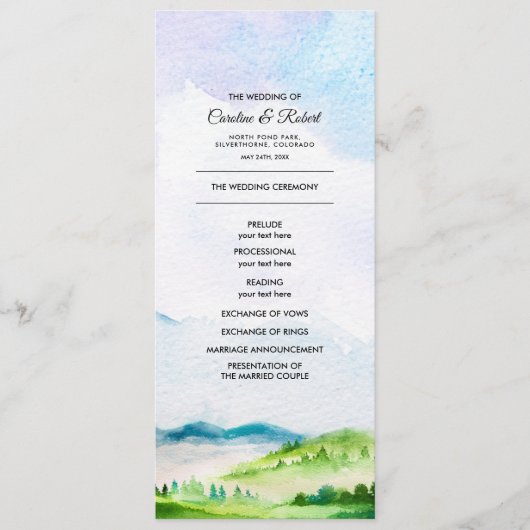 Wilde weide | Spring Mountains Trouwprogramma's Programmakaart (Voorkant)