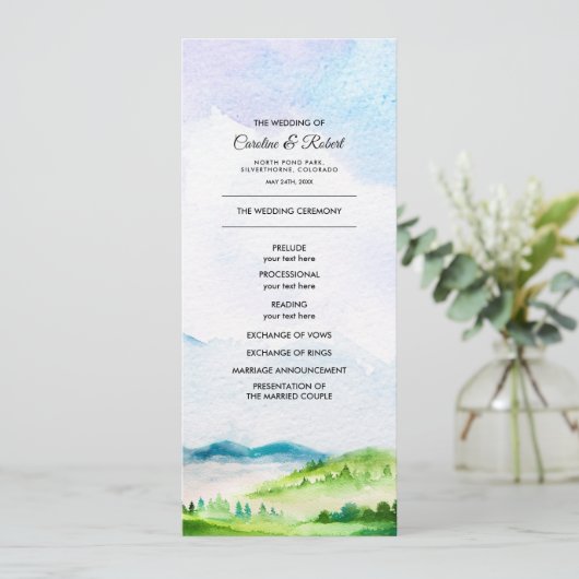 Wilde weide | Spring Mountains Trouwprogramma's Programmakaart (Staand voorkant)