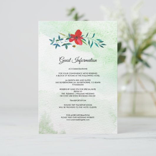 Wilde weide | Summer Forest Trouwgegevens Kaarten (Staand voorkant)