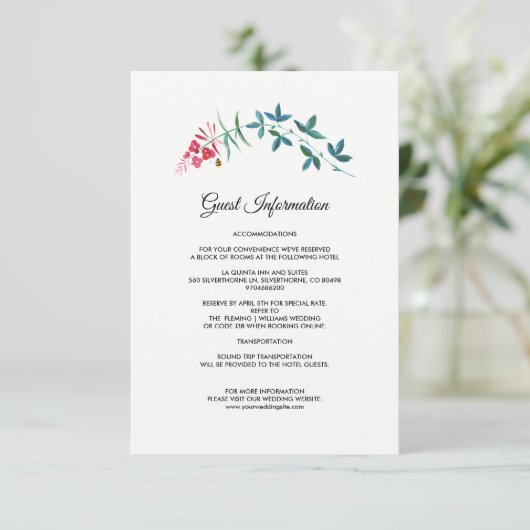 Wilde weide | Summer Forest Trouwgegevens Kaarten (Staand voorkant)