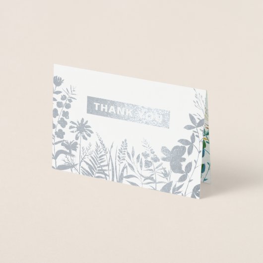 Wilde weide | Wildbloemen Dank u bruiloft luxe Folie Kaarten (Voorkant)