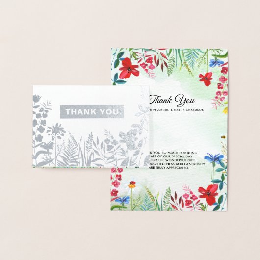 Wilde weide | Wildbloemen Dank u bruiloft luxe Folie Kaarten (Display)