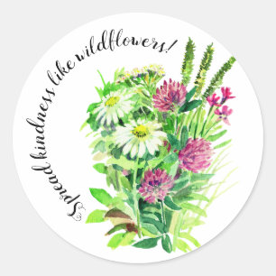 Wilde weidebloemen verspreiden vriendelijkheid ronde sticker