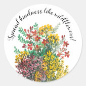 Wilde weidebloemen verspreiden vriendelijkheid ronde sticker (Voorkant)