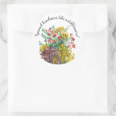 Wilde weidebloemen verspreiden vriendelijkheid ronde sticker (Tas)