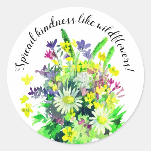 Wilde weidebloemen verspreiden vriendelijkheid ronde sticker (Voorkant)