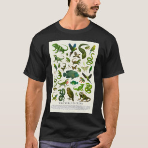 Wilde Wereld in Groene Retro Illustratie Wilde Die T-shirt