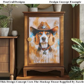 Wilde West Beagle Hond in Cowboyhoed EY4 Découpage Tissuepapier
