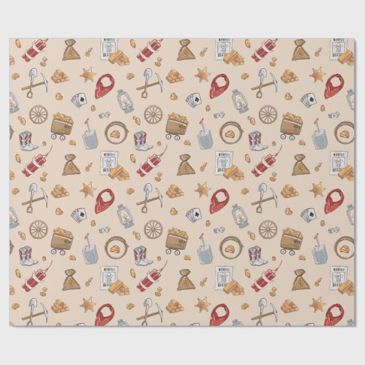 Wilde West cowboy goudwinning Cadeaupapier (Vlak)