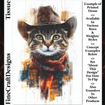 Wilde West Cowboy Kat, Hoed & Sjaal DB3 Decoupage
