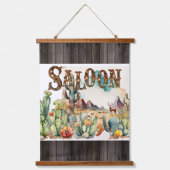 Wilde West-saloon woestijncactus deur vooraan Hangend Wandkleed (Voorkant)