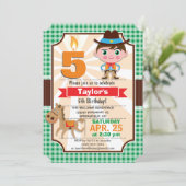 Wilde West Sheriff Jongen; Groene Verjaardagsfeest Kaart (Staand voorkant)