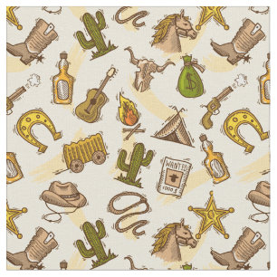 Wilde westcowboy, gekleurd met gitaar en cactus stof