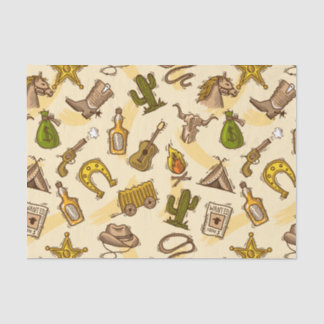 Wilde westcowboy, gekleurd met gitaar en cactus tissuepapier