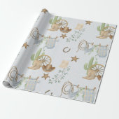 Wilde Westen Baby Cowboy Cadeaupapier (Uitgerold)