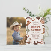 Wilde westen Eerste Rodeo 1e Verjaardagsfeestje Kaart (Staand voorkant)