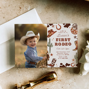 Wilde westen Eerste Rodeo 1e Verjaardagsfeestje Kaart