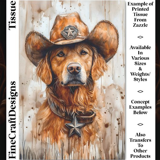 Wilde Westen Hond, Golden Retriever DD2 Decoupage Tissuepapier