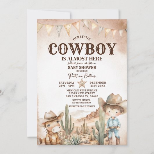 Wilde Westen Kleine Cowboy Baby Shower Kaart (Voorkant)