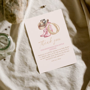 Wilde Westen Kleine Cowgirl Baby Meisje shower Bedankkaart
