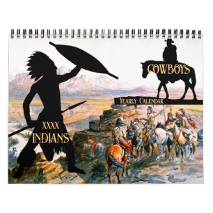 Wilde Westen olieverfschilderijen Cowboys Indianen Kalender