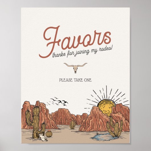 Wilde Westen Rodeo feest aankondiging bord Poster (Voorkant)