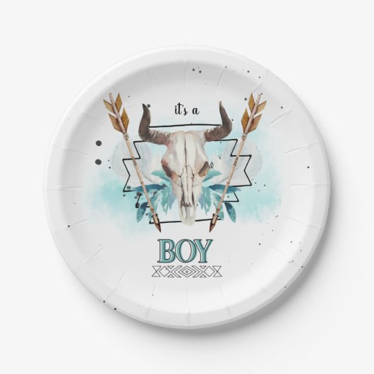 Wilde Westen | Rustieke schedel & pijlen | Het is  Papieren Bordje (Voorkant)