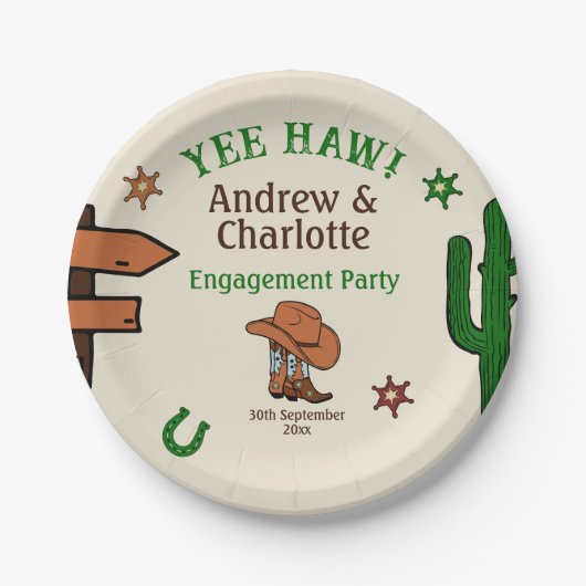 Wilde Westen Ruw Cowboysfeest Papieren Bordje (Voorkant)
