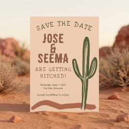 Wilde Westen Saguaro Cactus Handgetekend Op Maat Save The Date