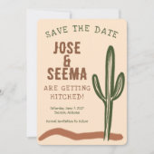 Wilde Westen Saguaro Cactus Handgetekend Op Maat Save The Date (Voorkant)