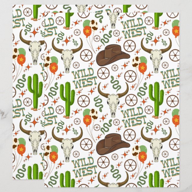 Wilde Westen Scrapbook Papier (Voorkant / Achterkant)