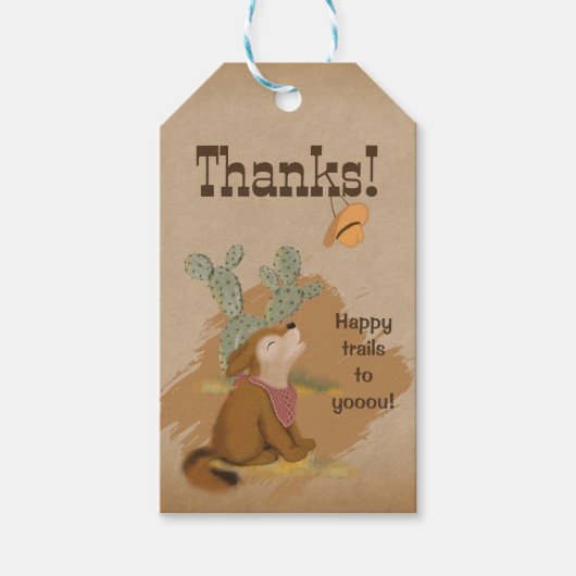Wilde Westen Whimsical Cowboy Bedankt Cadeaulabel (Voorkant)