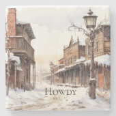 Wilde Westen Winter Stenen Onderzetter (Voorkant)