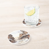 Wilde Westen Winter Zandsteen Onderzetter (Zijkant)