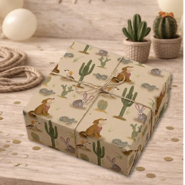Wilde Westen Woestijn Cowboy Verjaardag Cadeaupapier