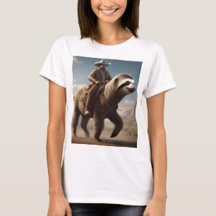 "Wilde Westen-wonderen: Cowboy rijdt op luiaardpaa T-shirt