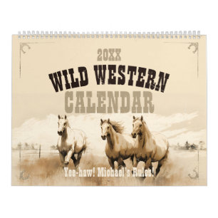 Wilde Western! Horses. Bewerkbare mannen Kalender
