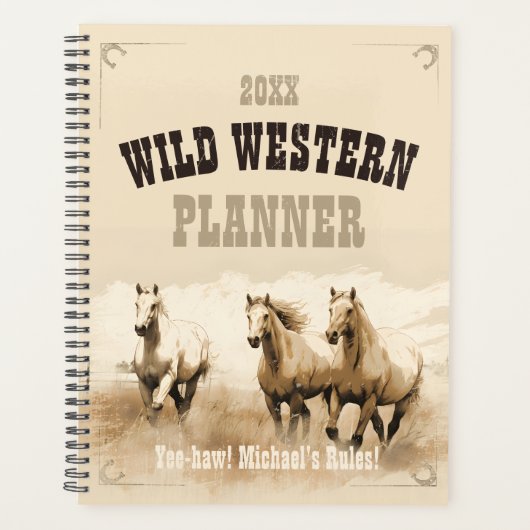 Wilde Western! Horses. Bewerkbare mannen Planner (Voorkant)