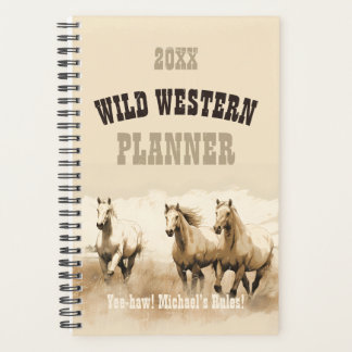 Wilde Western! Horses. Bewerkbare mannen Planner