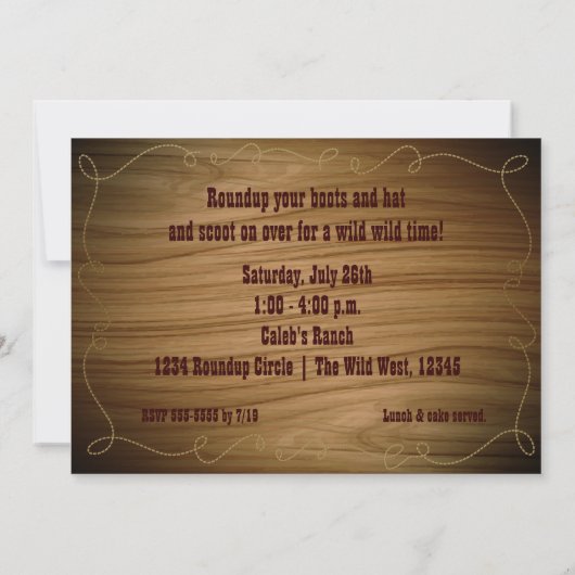 Wilde Westerne Cowboy Mustache Uitnodiging (Achterkant)