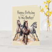 Wilde Westerne paarden Birthday Brother Boerderij Kaart (Gele Bloem)