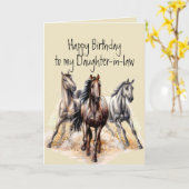 Wilde Westerne paarden Birthday Daughter-in-law Kaart (Gele Bloem)