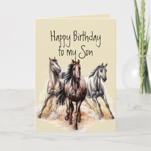 Wilde Westerne paarden Birthday Son Animal Card Kaart (Voorkant)