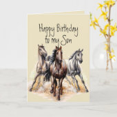 Wilde Westerne paarden Birthday Son Animal Card Kaart (Gele Bloem)
