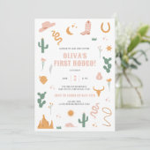 Wilde Westerne uitnodiging van eerste verjaardag (Staand voorkant)