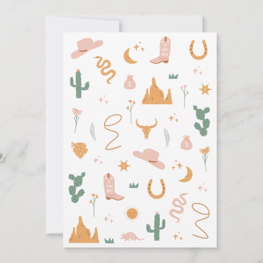 Wilde Westerne uitnodiging van eerste verjaardag (Achterkant)