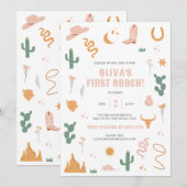 Wilde Westerne uitnodiging van eerste verjaardag (Voorkant / Achterkant)